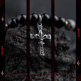 Reversed · Dark Cross Black Obsidian 2 Layers Bracelet - Cerapoet